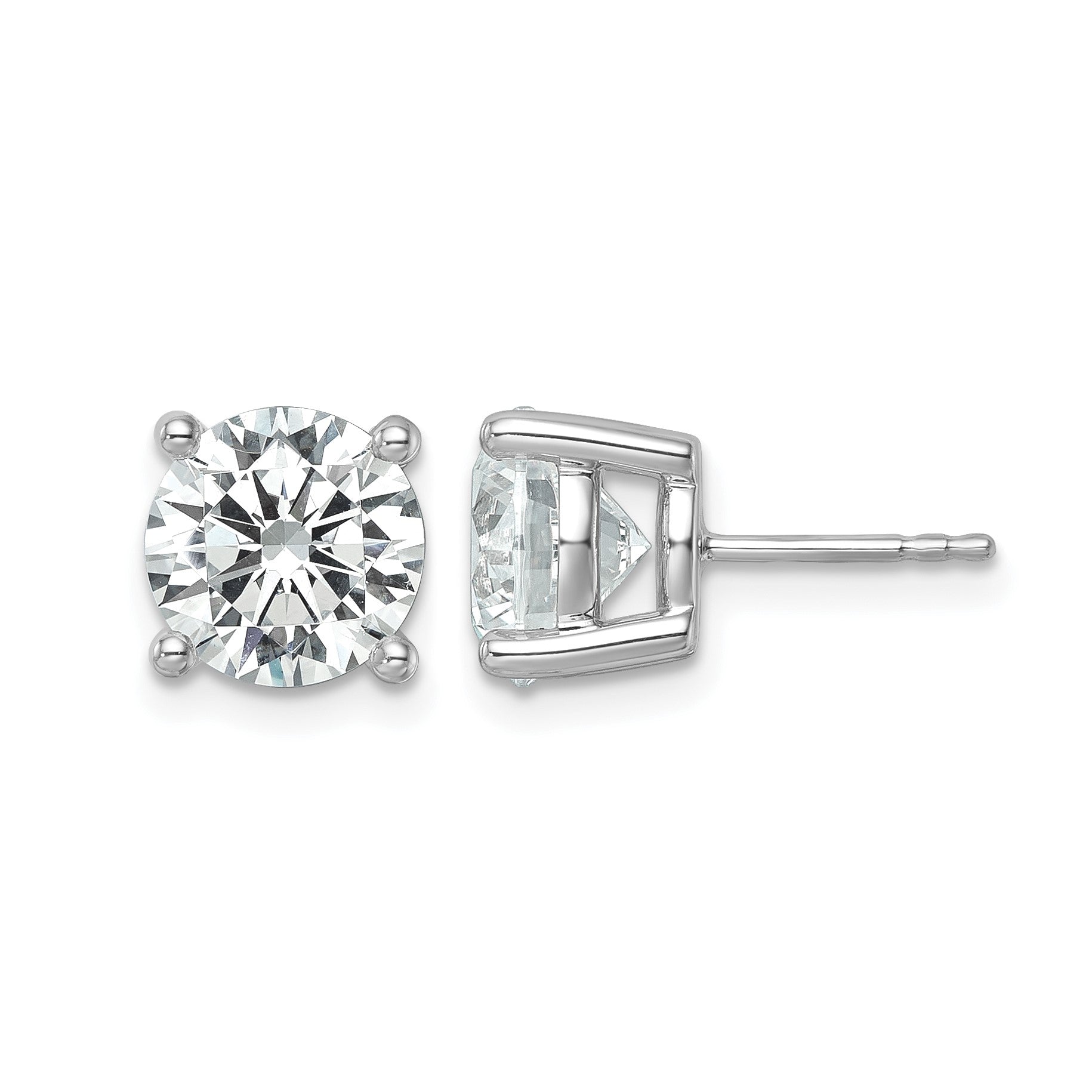 14K Weißgold Ohrstecker mit zertifizierten laborgezüchteten Diamanten, rund, Vierkrappenfassung, 6 ct., VS+ F+
