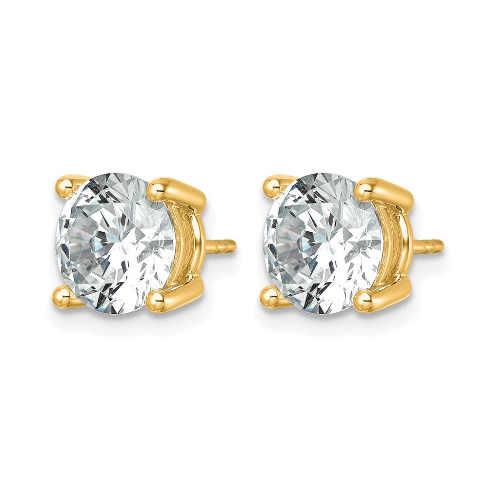 14K Gelbgold Ohrstecker mit 6 ct. zertifizierten Labor-gezüchteten Diamanten VS/SI+ G+, rund, 4-Krappen-Fassung, Schwergewicht