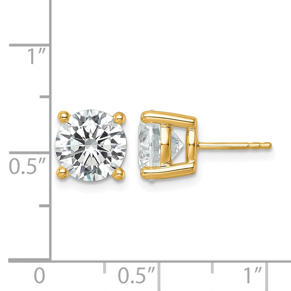 14K Gelbgold Ohrstecker mit weißen, im Labor gezüchteten Diamanten, 6 ct., zertifiziert, VS+ F+, rund, Vierkrallen-Fassung