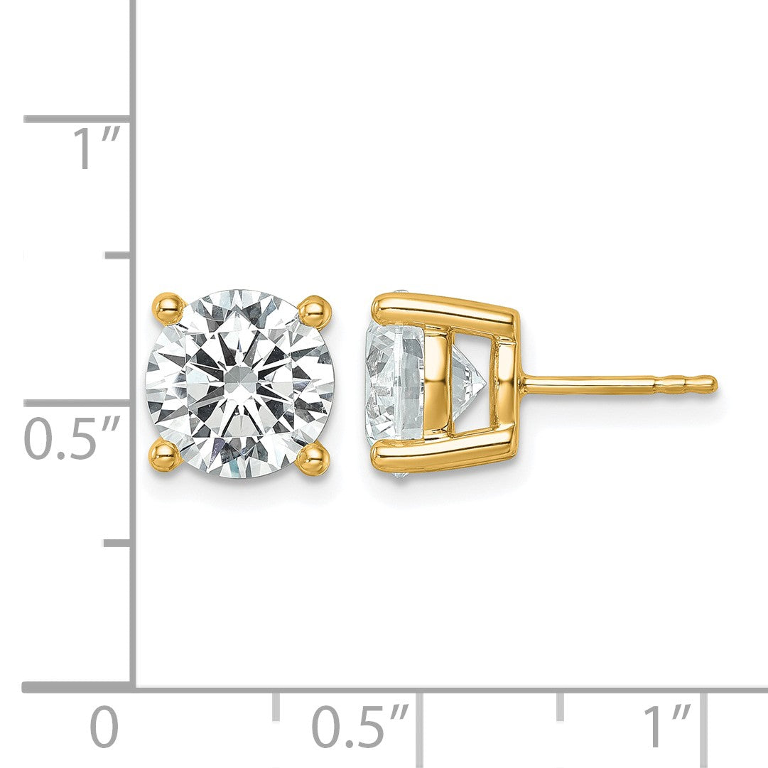14K Gelbgold Ohrstecker mit weißen, im Labor gezüchteten Diamanten, 6 ct., zertifiziert, VS+ F+, rund, Vierkrallen-Fassung