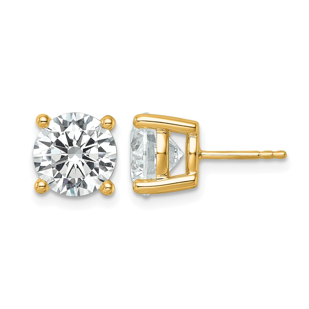 14K Gelbgold Ohrstecker mit weißen, im Labor gezüchteten Diamanten, 6 ct., zertifiziert, VS+ F+, rund, Vierkrallen-Fassung