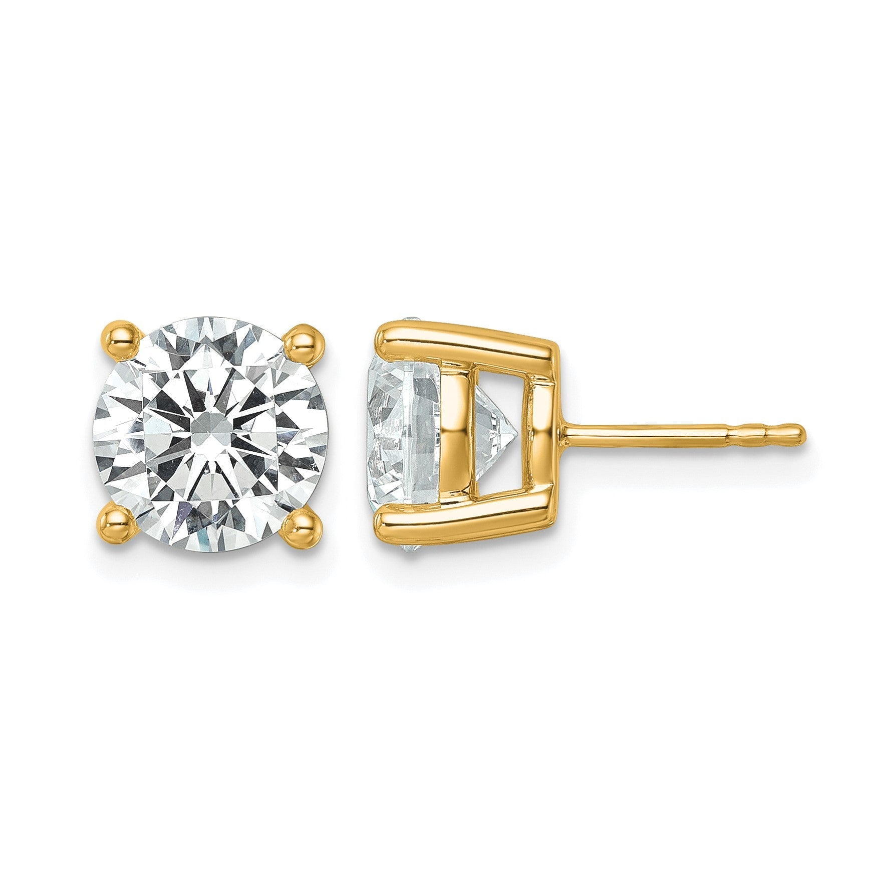 14K Gelbgold Ohrstecker mit weißen, im Labor gezüchteten Diamanten, 6 ct., zertifiziert, VS+ F+, rund, Vierkrallen-Fassung