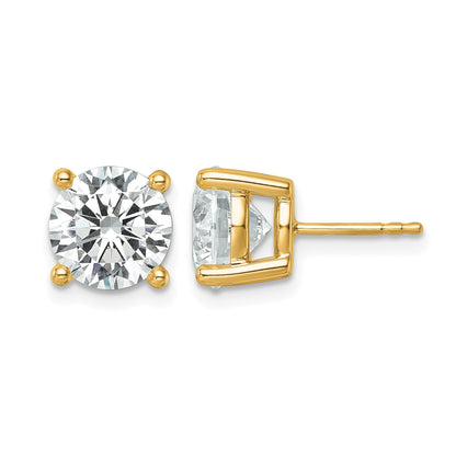 14K Gelbgold Ohrstecker mit weißen, im Labor gezüchteten Diamanten, 6 ct., zertifiziert, VS+ F+, rund, Vierkrallen-Fassung