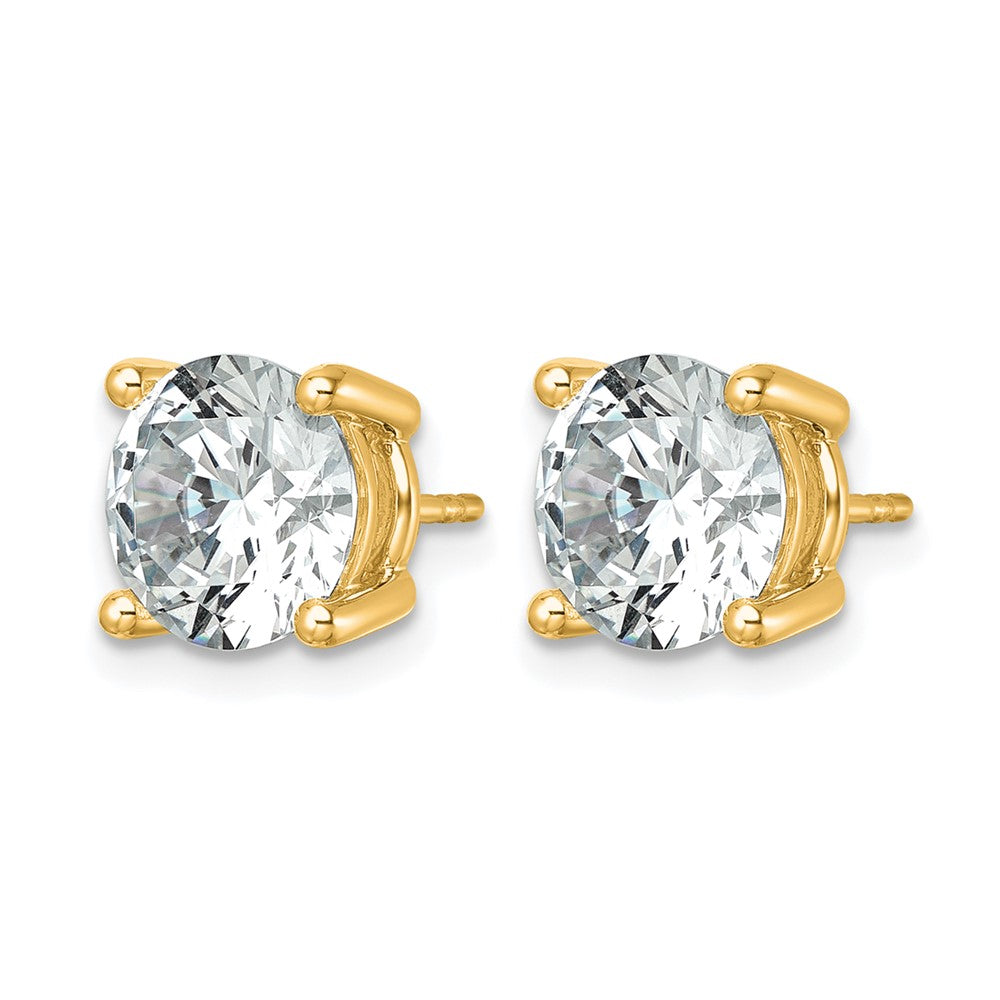 14K Gelbgold 7 ct Zertifiziert Im Labor Gezüchtet Diamant Vs/si+ G+ Rund 4 Krappen Schwer Gewicht. Ohrstecker