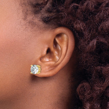 14K Gelbgold 7 ct Zertifiziert Im Labor Gezüchtet Diamant Vs/si+ G+ Rund 4 Krappen Schwer Gewicht. Ohrstecker