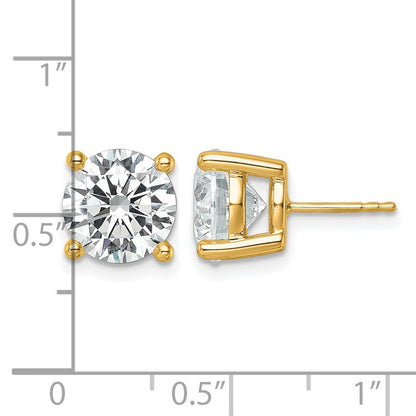 14K Gelbgold 7 ct Zertifiziert Im Labor Gezüchtet Diamant Vs/si+ G+ Rund 4 Krappen Schwer Gewicht. Ohrstecker