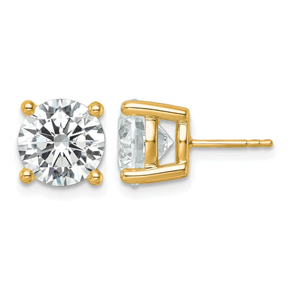 14K Gelbgold 7 ct Zertifiziert Im Labor Gezüchtet Diamant Vs/si+ G+ Rund 4 Krappen Schwer Gewicht. Ohrstecker