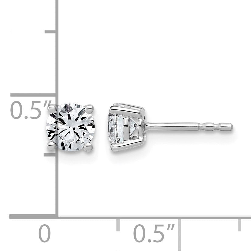 14K Weißgold Ohrstecker mit 1K im Labor gezüchtetem Diamant, VS+ F+, rund, komplett vierzackig gefasst, leichtgewichtig
