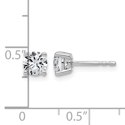 14K Weißgold Ohrstecker mit 1K im Labor gezüchtetem Diamant, VS+ F+, rund, komplett vierzackig gefasst, leichtgewichtig