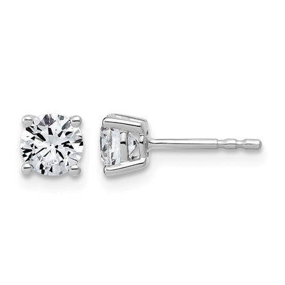 14K Weißgold Ohrstecker mit 1K im Labor gezüchtetem Diamant, rund, VS/SI+ G+, komplette Vierzack-Fassung, leichtgewichtig