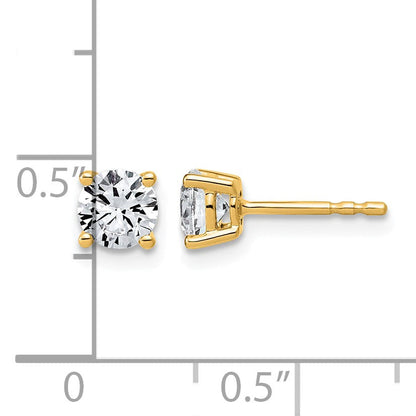 14K Gelbgold Ohrstecker mit 1K Labor gewachsenem Diamant, VS/SI+ G+, Rund, komplett gefasst, Vierkrallen-Fassung, Leichtgewicht