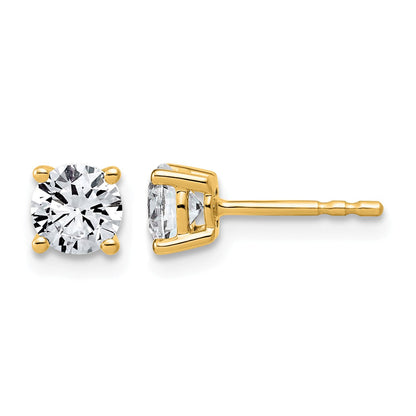 14K Gelbgold Ohrstecker mit 1K Labor gewachsenem Diamant, VS/SI+ G+, Rund, komplett gefasst, Vierkrallen-Fassung, Leichtgewicht