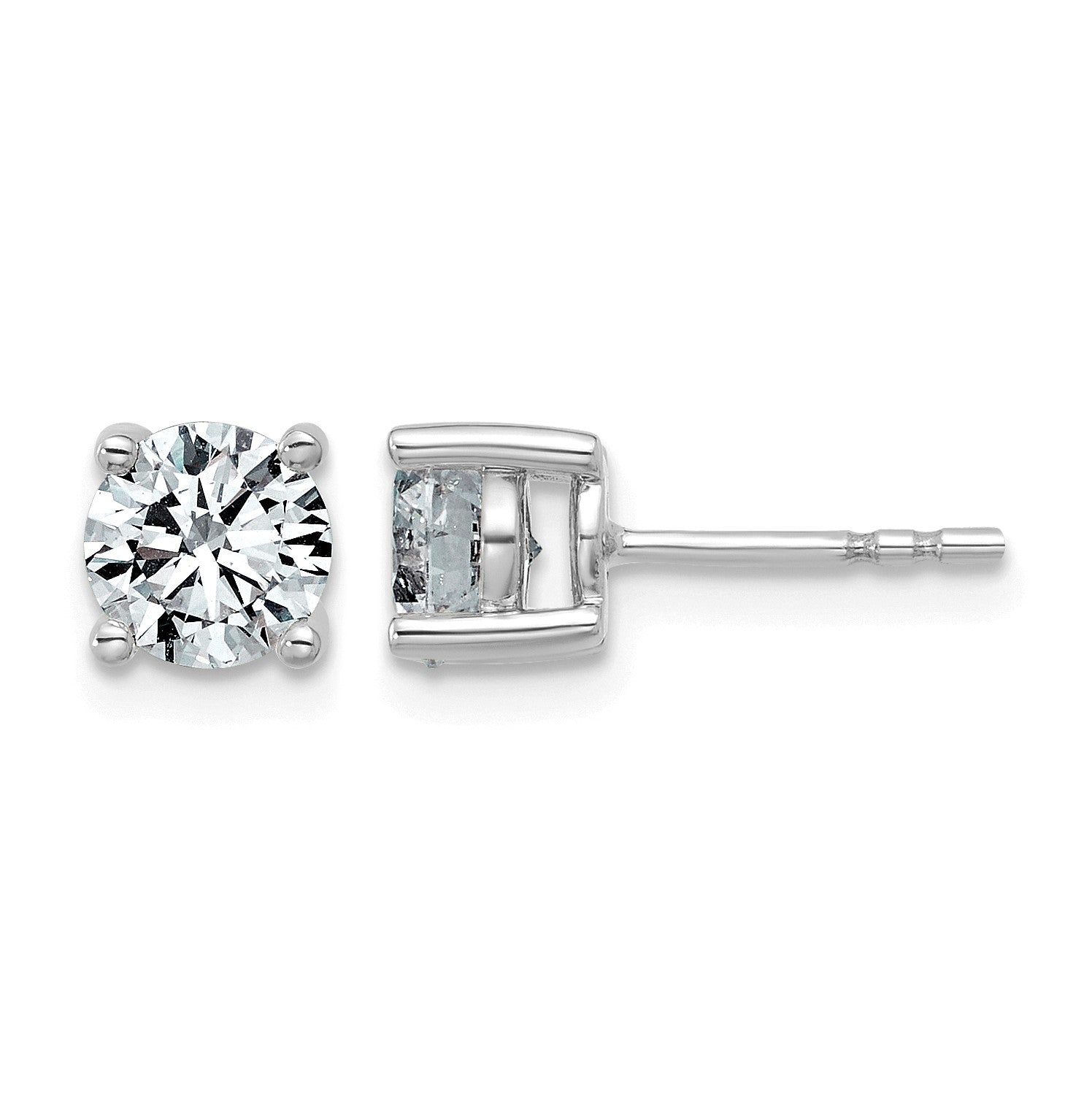 14K Weißgold Ohrstecker mit 1,5 ct. im Labor gezüchteten Diamanten, Rund, VS/SI+ G+, komplette Vierkrappenfassung, leichte Ausführung