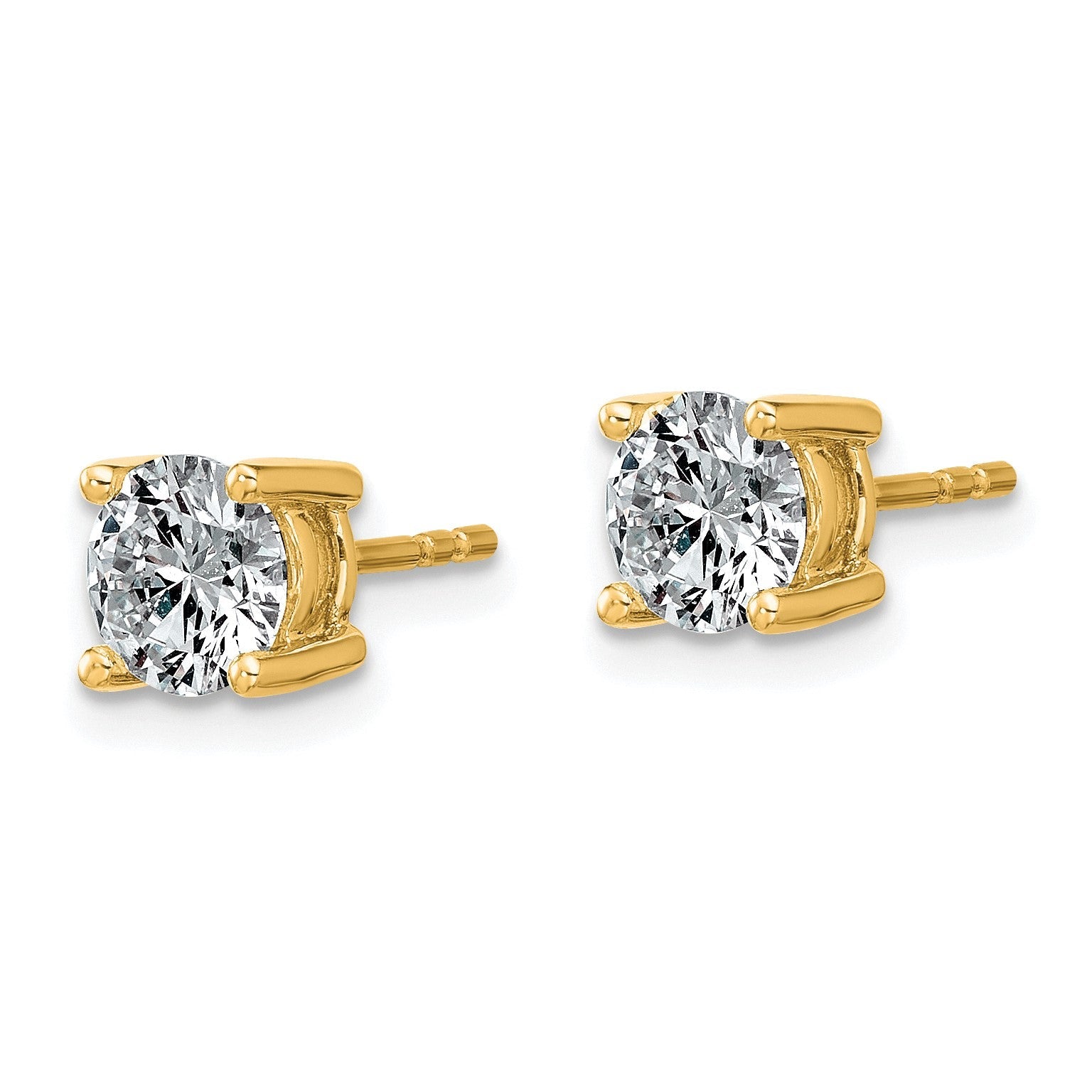 14K Gelbgold Ohrstecker mit 1,5K im Labor gezüchteten Diamanten, rund, Vierer-Krappenfassung, leicht, VS/SI+ G+