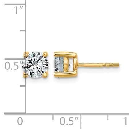 14K Gelbgold Ohrstecker mit 1,5K Labor gezüchteten Diamanten VS+ F+, rund, komplett vierzackige Fassung, leichtgewichtig