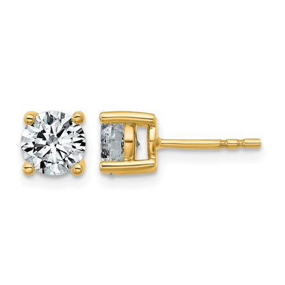 14K Gelbgold Ohrstecker mit 1,5K Labor gezüchteten Diamanten VS+ F+, rund, komplett vierzackige Fassung, leichtgewichtig