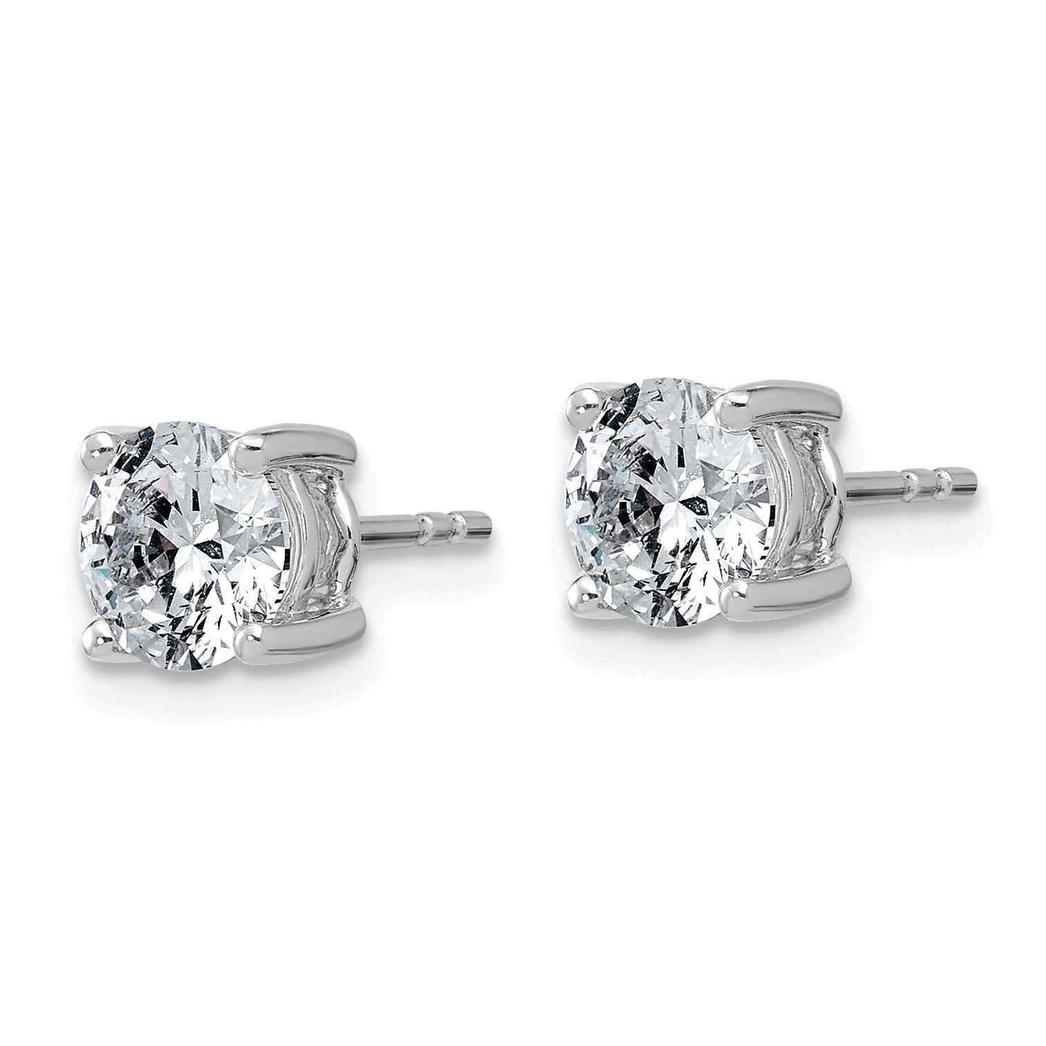 14K Weißgold Ohrstecker mit 2K im Labor gezüchteten Diamanten, rund, VS/SI+, G+, komplette Vierkrappenfassung, leichte Ausführung
