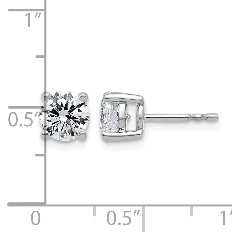 14K Weißgold Ohrstecker mit 2K im Labor gezüchteten Diamanten, rund, VS/SI+, G+, komplette Vierkrappenfassung, leichte Ausführung