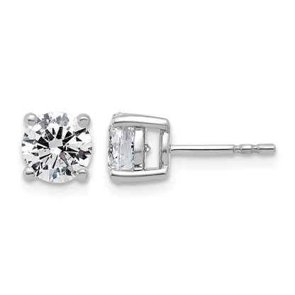 14K Weißgold Ohrstecker mit 2K Labor-Diamant VS+ F+ im Rundschliff, komplette Vierzacken-Fassung, leichtgewichtig