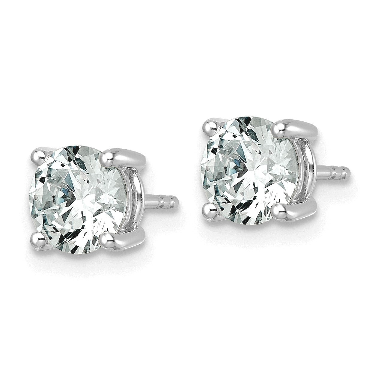 14K Weißgold Ohrstecker mit 2,5 ct. im Vierkrappenfassung, leicht, rund, laborgezüchteter Diamant VS+ F+