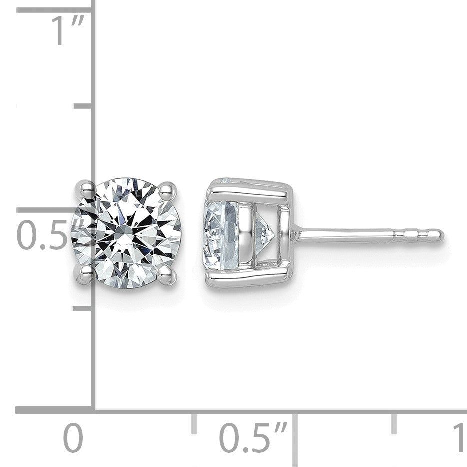 14K Weißgold Ohrstecker mit 2,5 ct. im Vierkrappenfassung, leicht, rund, laborgezüchteter Diamant VS+ F+