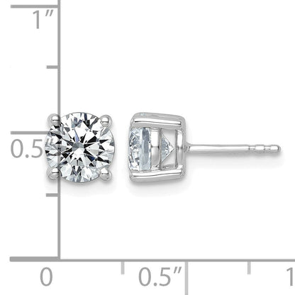14K Weißgold Ohrstecker mit 2,5 ct. im Vierkrappenfassung, leicht, rund, laborgezüchteter Diamant VS+ F+