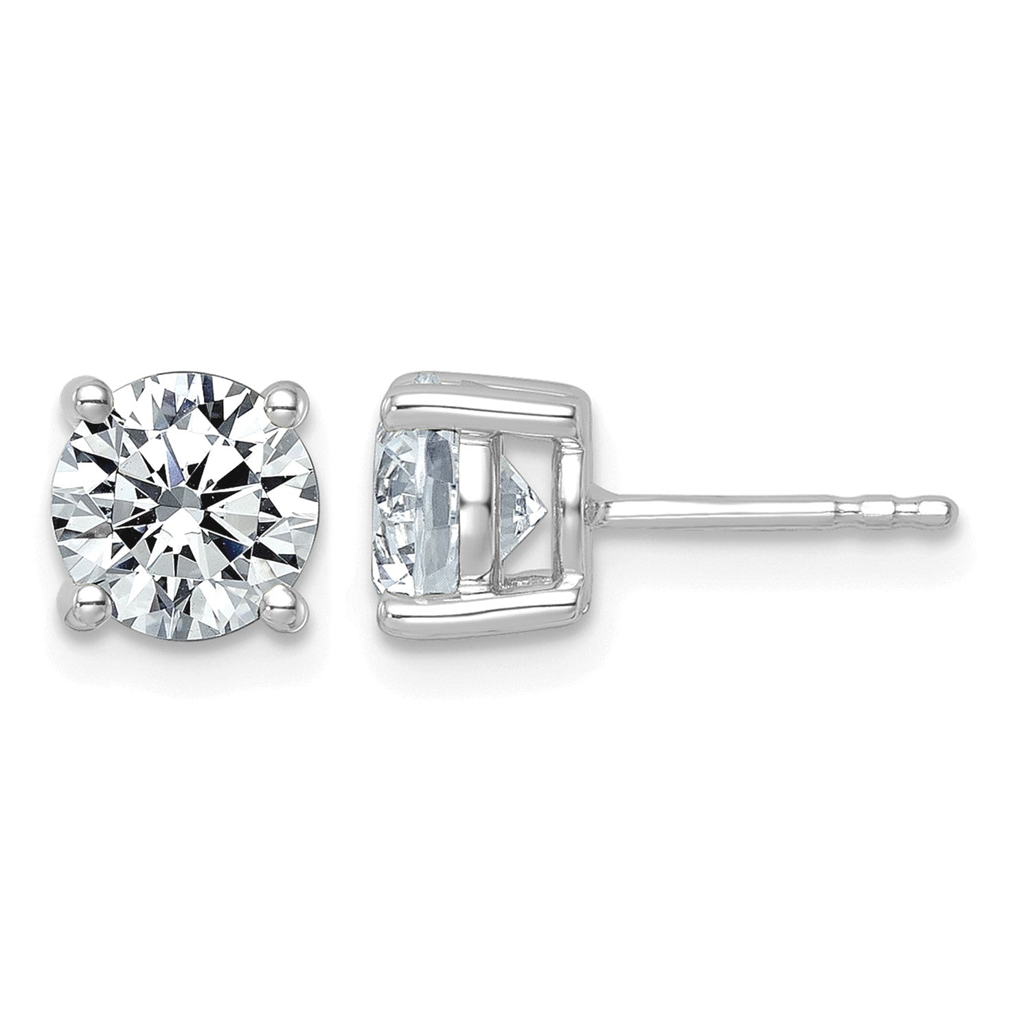14K Weißgold Ohrstecker mit 2,5 ct. im Vierkrappenfassung, leicht, rund, laborgezüchteter Diamant VS+ F+