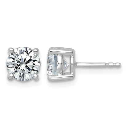 14K Weißgold Ohrstecker mit 2,5 ct. im Vierkrappenfassung, leicht, rund, laborgezüchteter Diamant VS+ F+