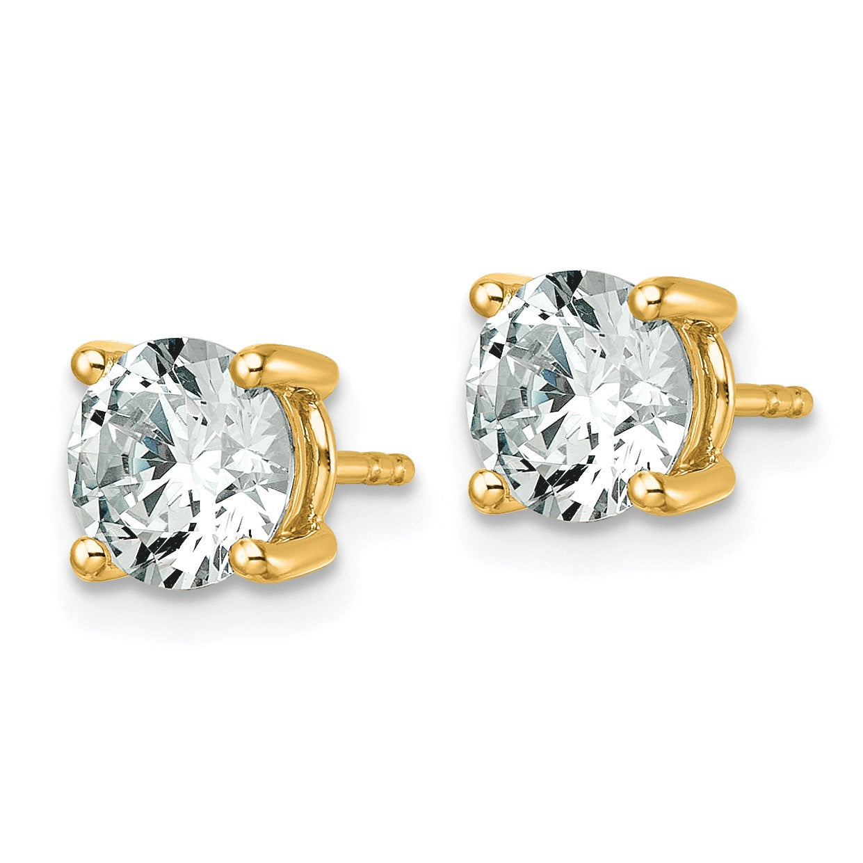 14K Gelbgold Ohrstecker mit 2,5K im Labor gezüchteten Diamanten, rund, VS+ F+, komplett gefasst, vierzackige Fassung, leichtgewichtig