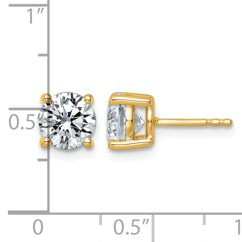14K Gelbgold Ohrstecker mit 2,5K im Labor gezüchteten Diamanten, rund, VS+ F+, komplett gefasst, vierzackige Fassung, leichtgewichtig