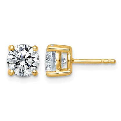 14K Gelbgold Ohrstecker mit 2,5K im Labor gezüchteten Diamanten, rund, VS+ F+, komplett gefasst, vierzackige Fassung, leichtgewichtig