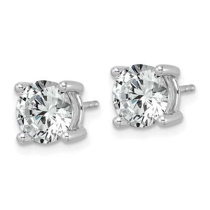 14K Weißgold Ohrstecker mit 3K Labor-Diamant VS+ F+ im Rundschliff, komplette Vierzack-Fassung, leichtgewichtig