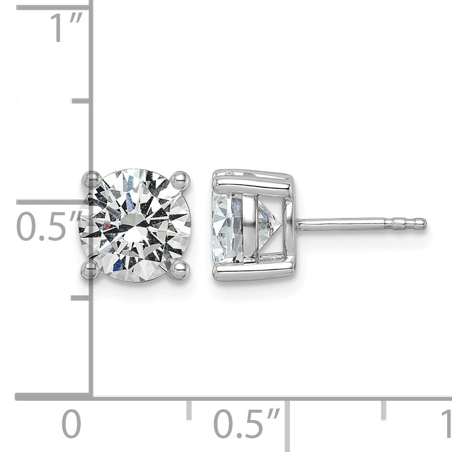 14K Weißgold Ohrstecker mit 3K Labor-Diamant VS+ F+ im Rundschliff, komplette Vierzack-Fassung, leichtgewichtig