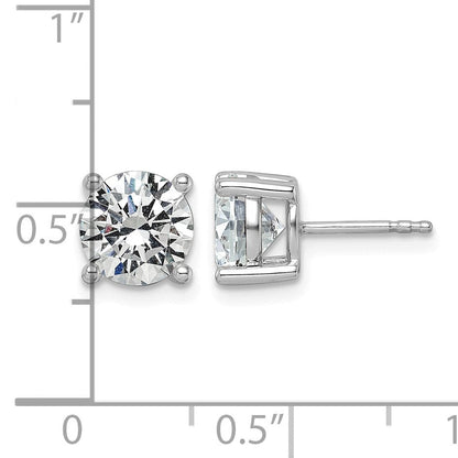14K Weißgold Ohrstecker mit 3K im Labor gezüchteten Diamanten, rund, Vierkant-Krappenfassung, leicht, VS/SI+ G+