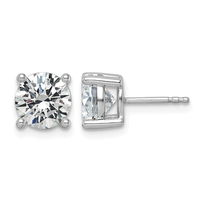 14K Weißgold Ohrstecker mit 3K Labor-Diamant VS+ F+ im Rundschliff, komplette Vierzack-Fassung, leichtgewichtig