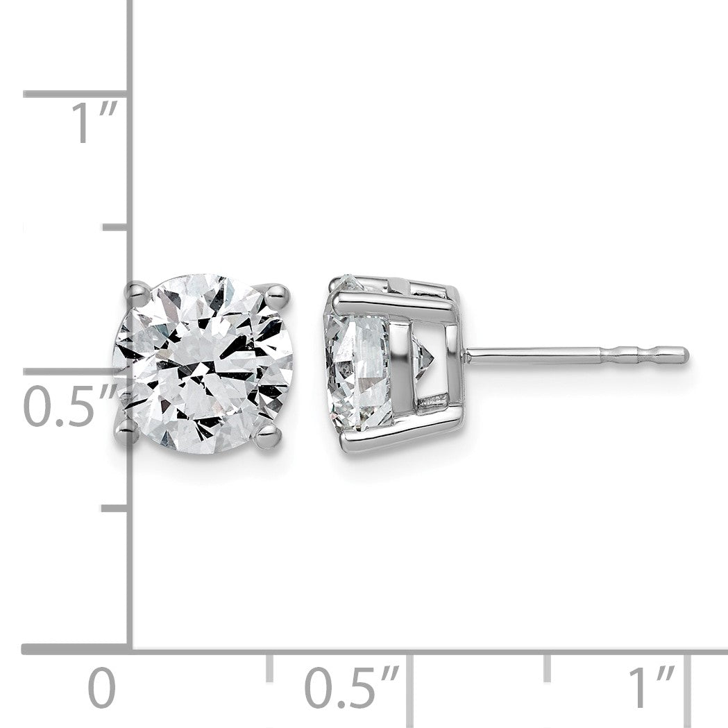 14K Weißgold Ohrstecker mit 4 ct. Labor-gezüchteten Diamanten, VS+, F+, rund, komplette Vier-Krappenfassung, leicht