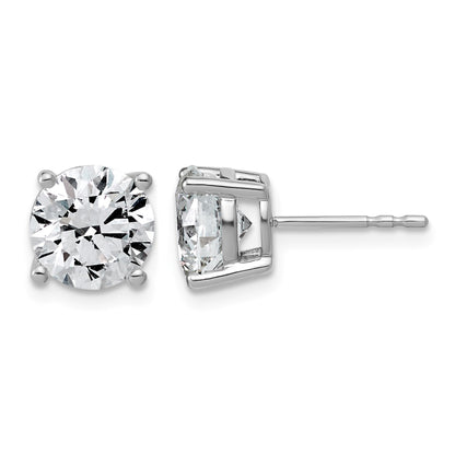 14K Weißgold Ohrstecker mit 4 ct. Labor-gezüchteten Diamanten, VS+, F+, rund, komplette Vier-Krappenfassung, leicht