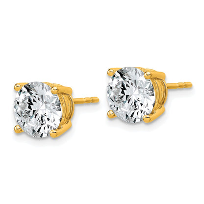 14K Gelbgold Ohrstecker mit 4 ct. im Labor gezüchteten Diamanten, rund, VS/SI+, G+, komplett gefasst in leichter Vierzack-Fassung