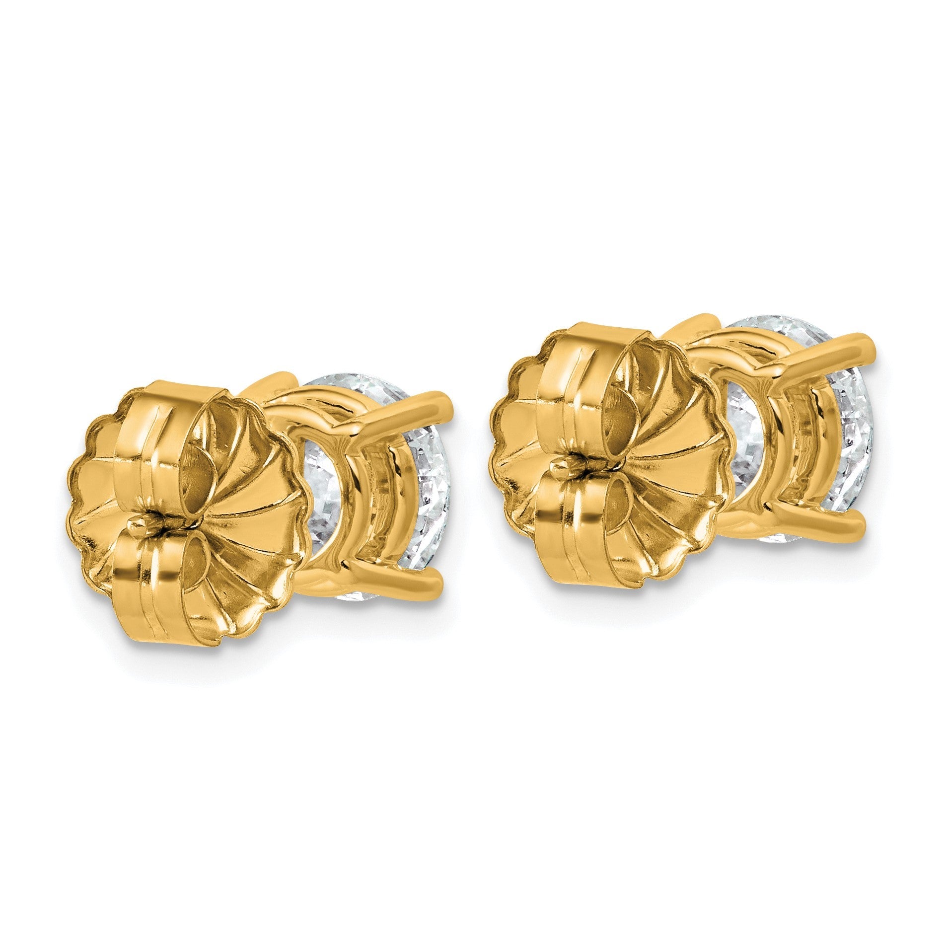 14K Gelbgold Diamant-Ohrstecker mit 4K im Rundschliff, laborgezüchtet, VS+ F+, komplett mit vier Krappen gefasst, leichte Ausführung