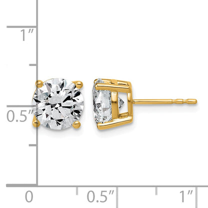 14K Gelbgold Diamant-Ohrstecker mit 4K im Rundschliff, laborgezüchtet, VS+ F+, komplett mit vier Krappen gefasst, leichte Ausführung