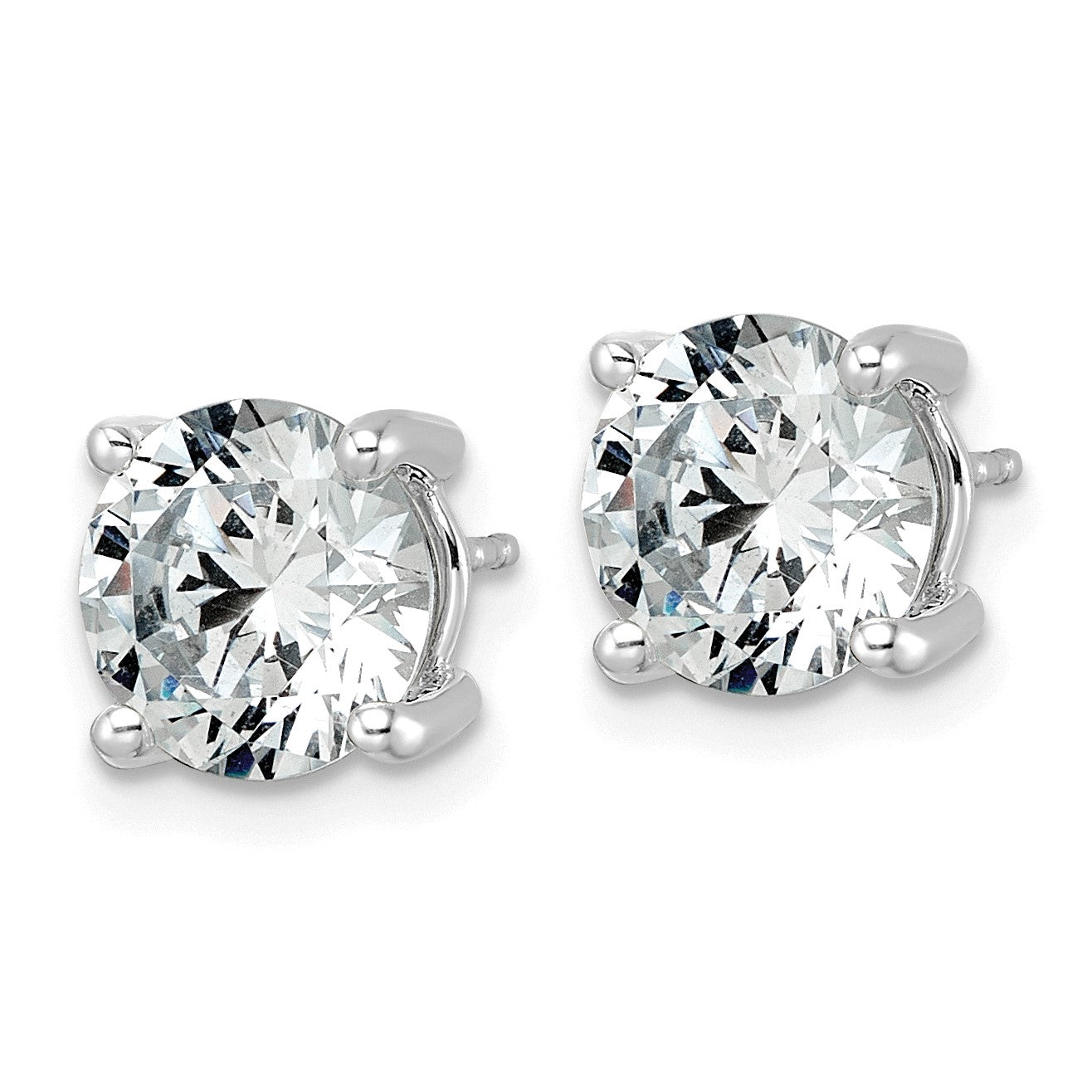 14K Weißgold Ohrstecker mit 5 ct. im Labor gezüchteten Diamanten, rund, Vierkrappenfassung, komplett, leicht, VS/SI+ G+