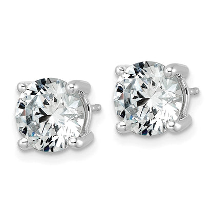 14K Weißgold Ohrstecker mit 5 ct. im Labor gezüchteten Diamanten, rund, Vierkrappenfassung, komplett, leicht, VS/SI+ G+