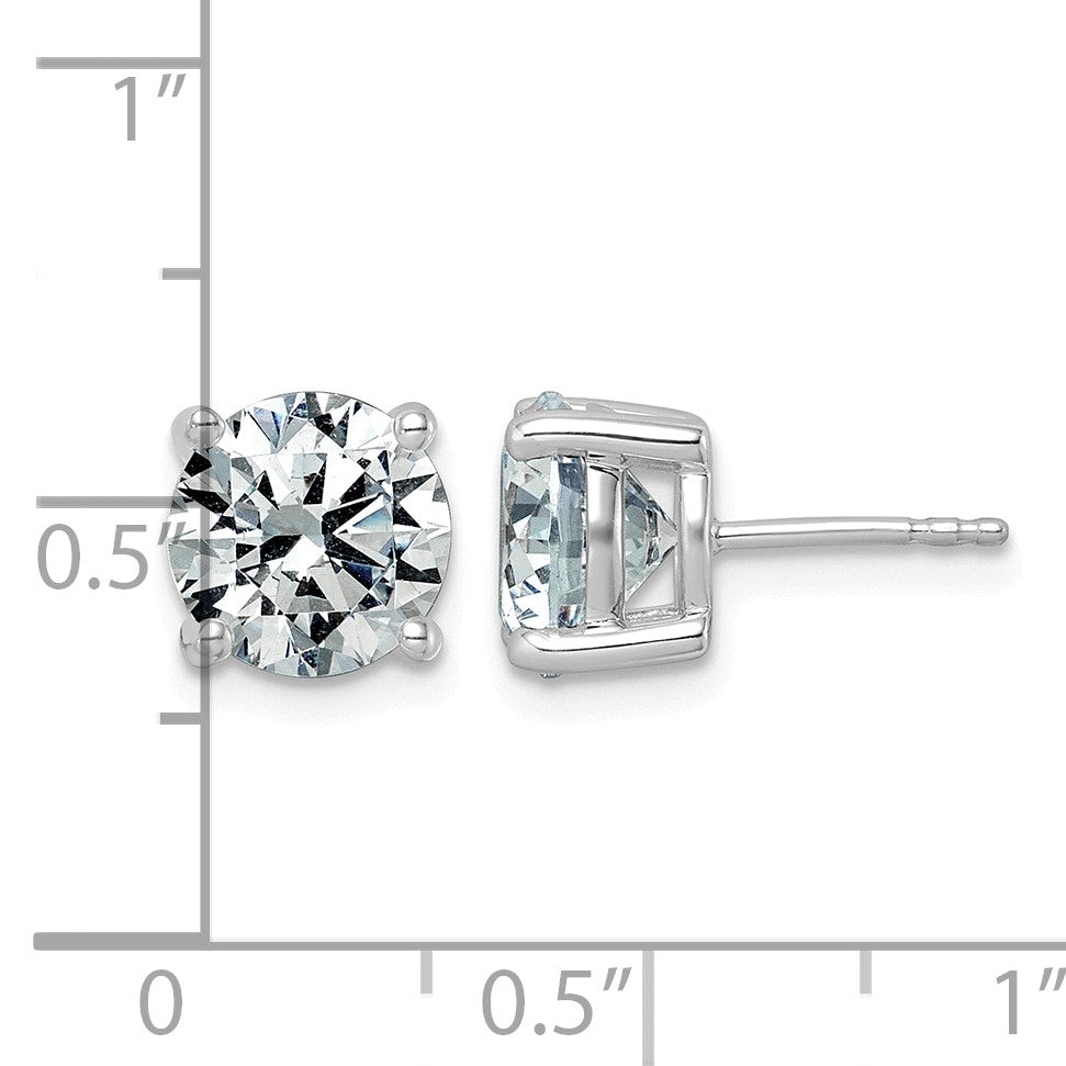14K Weißgold Diamant (Labor gezüchtet) VS+ F+ Rund 5 ct. Vierzack-Fassung Leichtgewicht Ohrstecker