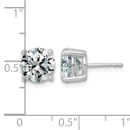 14K Weißgold Ohrstecker mit 5 ct. im Labor gezüchteten Diamanten, rund, Vierkrappenfassung, komplett, leicht, VS/SI+ G+