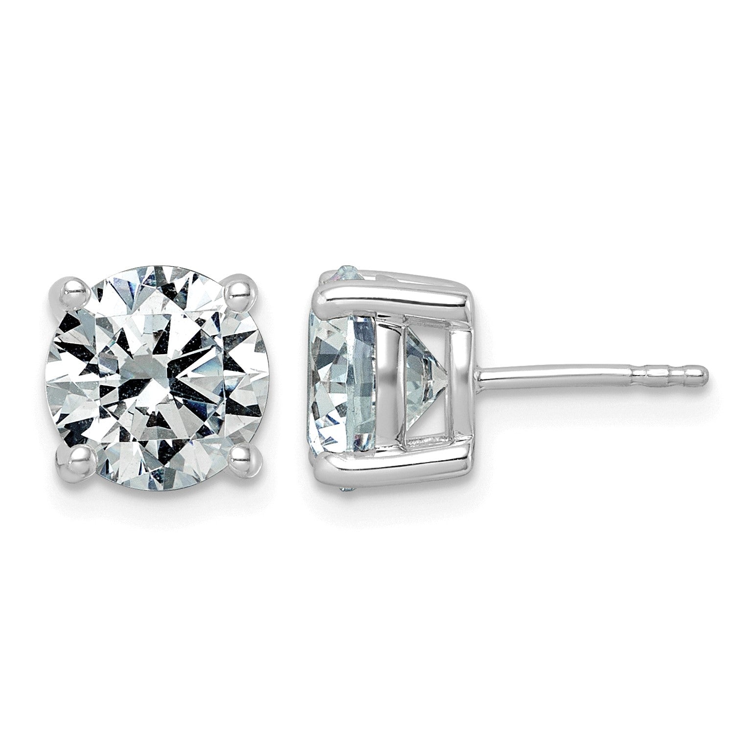 14K Weißgold Diamant (Labor gezüchtet) VS+ F+ Rund 5 ct. Vierzack-Fassung Leichtgewicht Ohrstecker