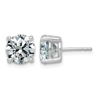 14K Weißgold Ohrstecker mit 5 ct. im Labor gezüchteten Diamanten, rund, Vierkrappenfassung, komplett, leicht, VS/SI+ G+