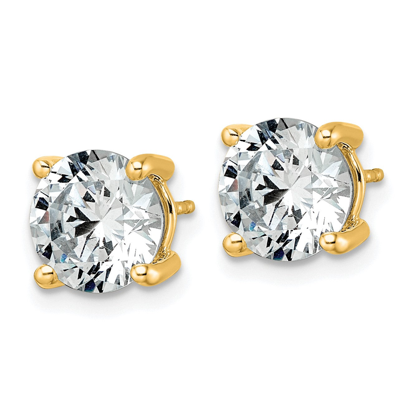 14K Gelbgold Ohrstecker mit 5K rundem Laborgezüchtetem Diamanten VS+ F+, komplett gefasst mit vierzackiger, leichter Fassung