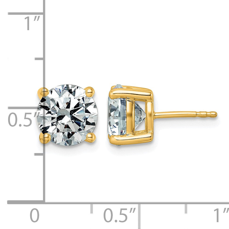14K Gelbgold Ohrstecker mit 5K rundem Laborgezüchtetem Diamanten VS+ F+, komplett gefasst mit vierzackiger, leichter Fassung