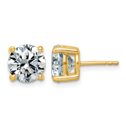 14K Gelbgold Diamant-Ohrstecker mit 5K Laborgezüchteten Diamanten, VS/SI+ G+, Rund, Komplett, Vierzack-Fassung, Leichtgewicht