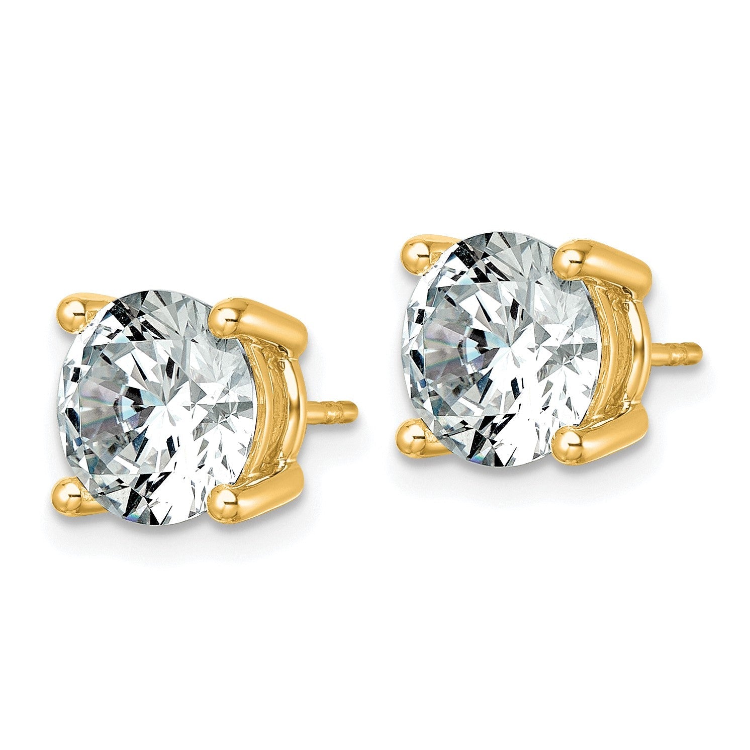 14K Gelbgold Ohrstecker mit 6 ct. runden Labor-gezuechteten Diamanten, VS/SI+ G+, komplette Vierzack-Fassung, leichtgewichtig